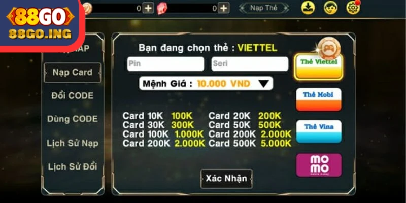 Nạp tiền game bắn cá bằng thẻ cào tiện lợi nhanh chóng hơn